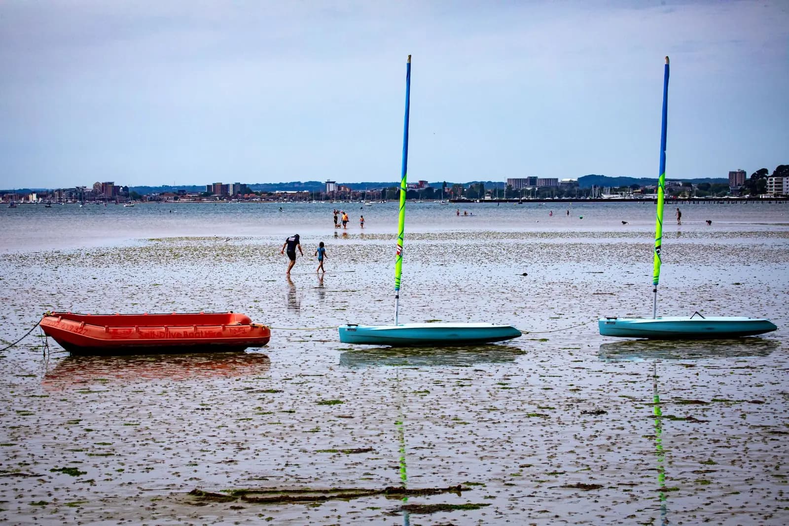 Colourful boats along the beach at Poole
