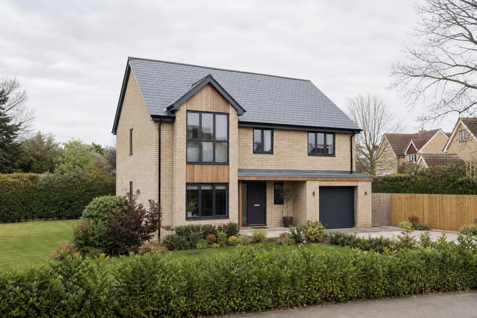 Completed architect-designed new-build home in a Dorset residential setting